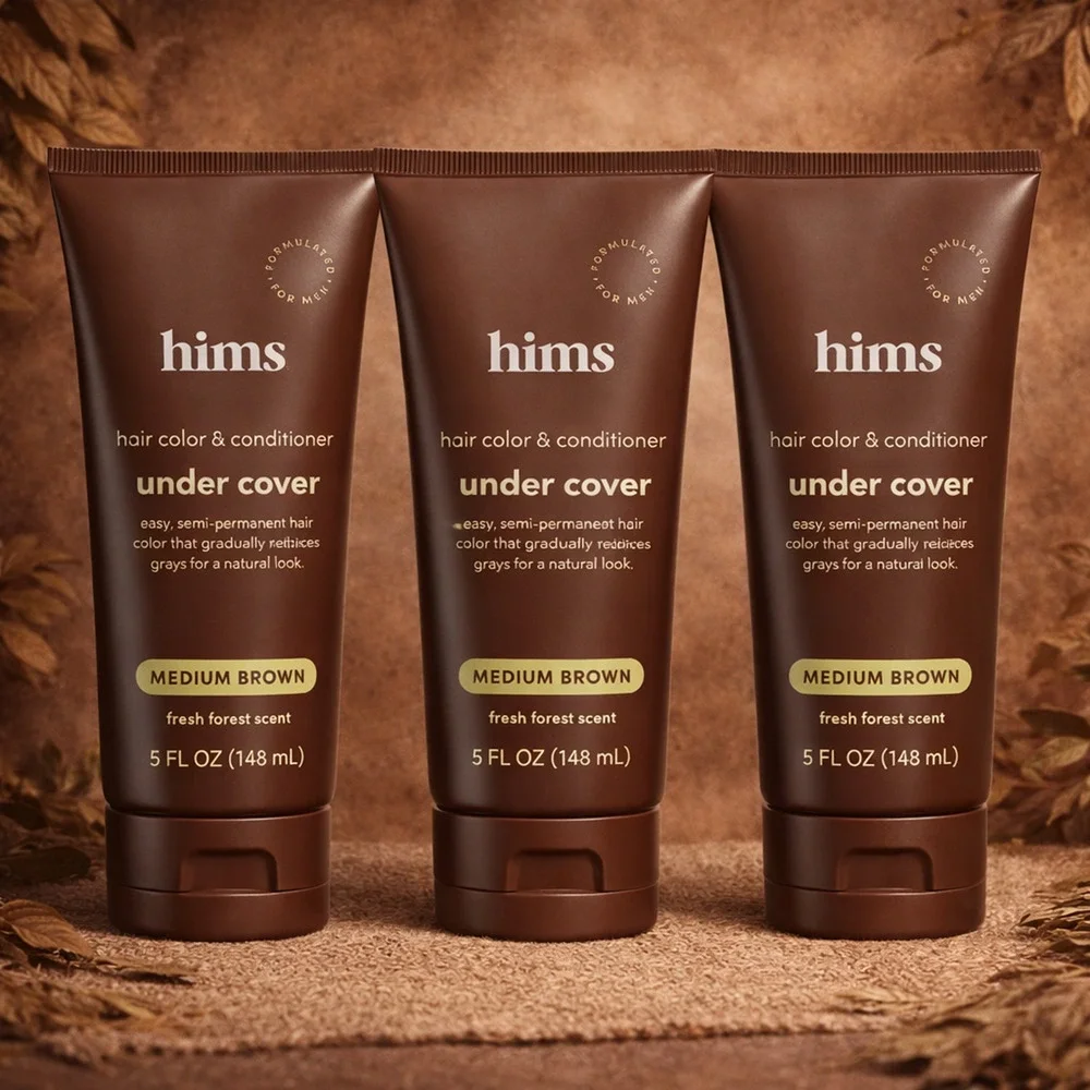 Hims Under Cover Hair Color + Conditioner Medium Brown Gray Blending Vegan